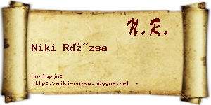Niki Rózsa névjegykártya